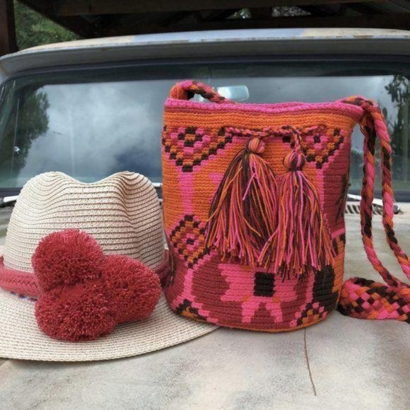 Colombia Wayuu Bucket Bag Drawstring Crossbody Tote